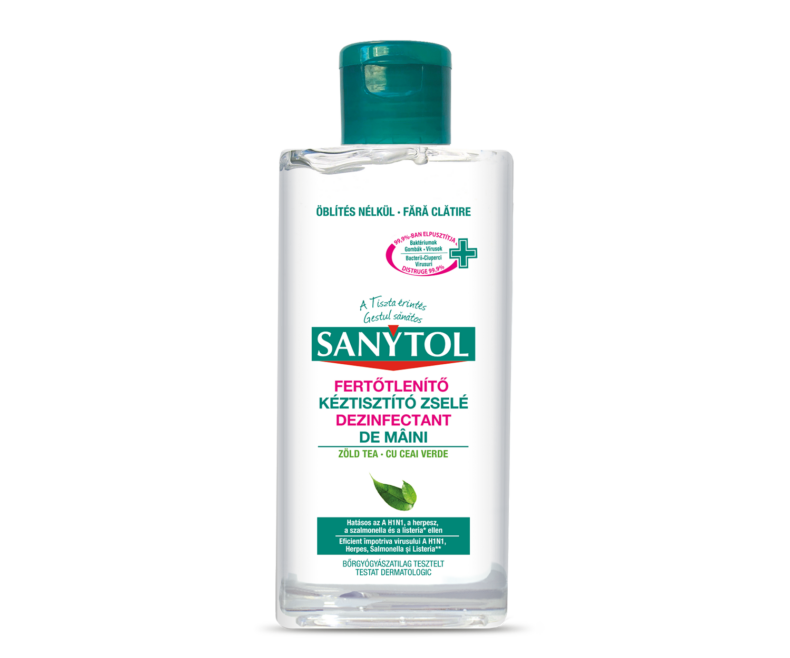 Sanytol Mini Fertőtlenítő kéztisztító zselé – Zöld tea 75 ml
