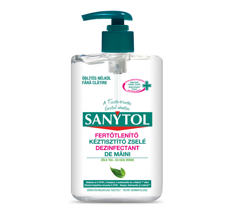 Sanytol Fertőtlenítő Kéztisztító Zselé – Zöld tea 250 ml