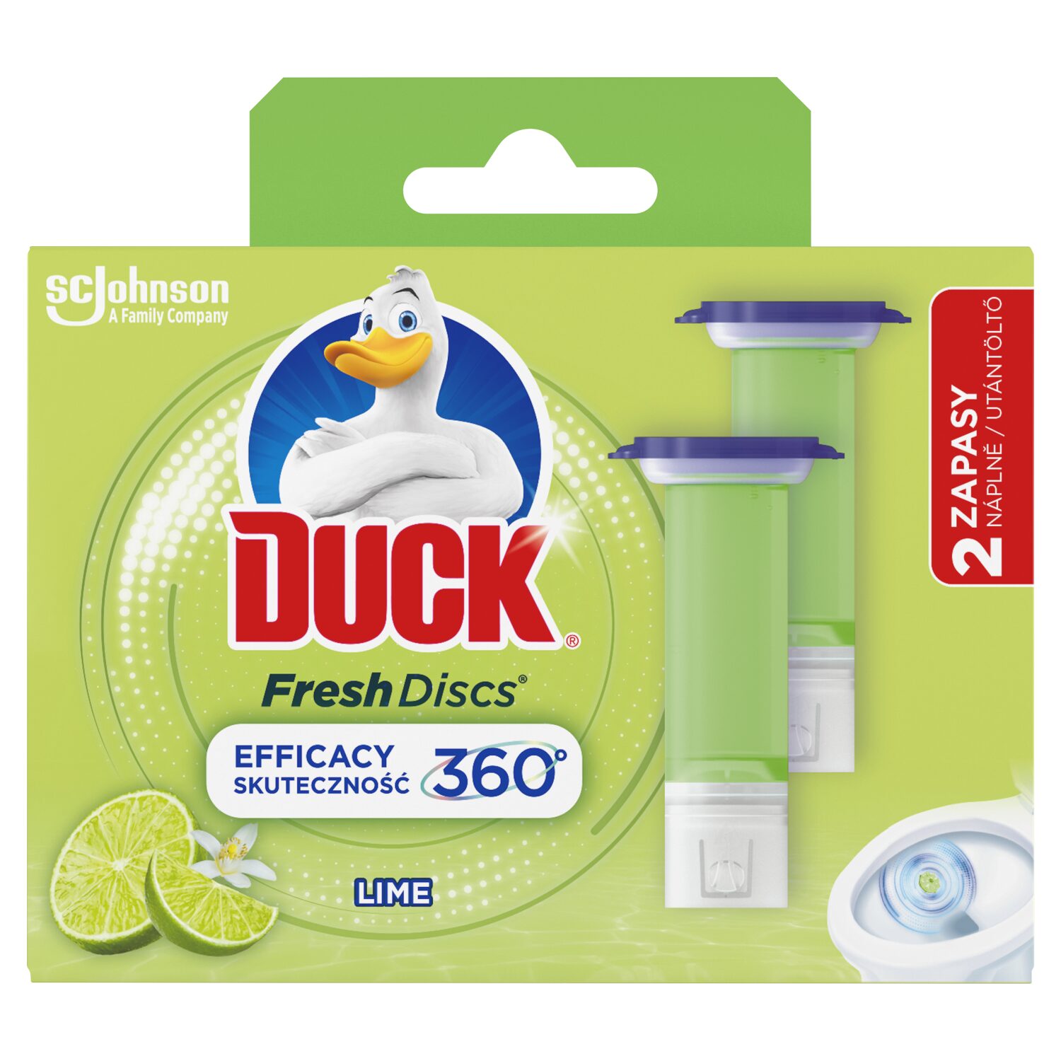 Duck Fresh Discs zselés WC-öblítő korong utántöltő 2x36 ml Lime