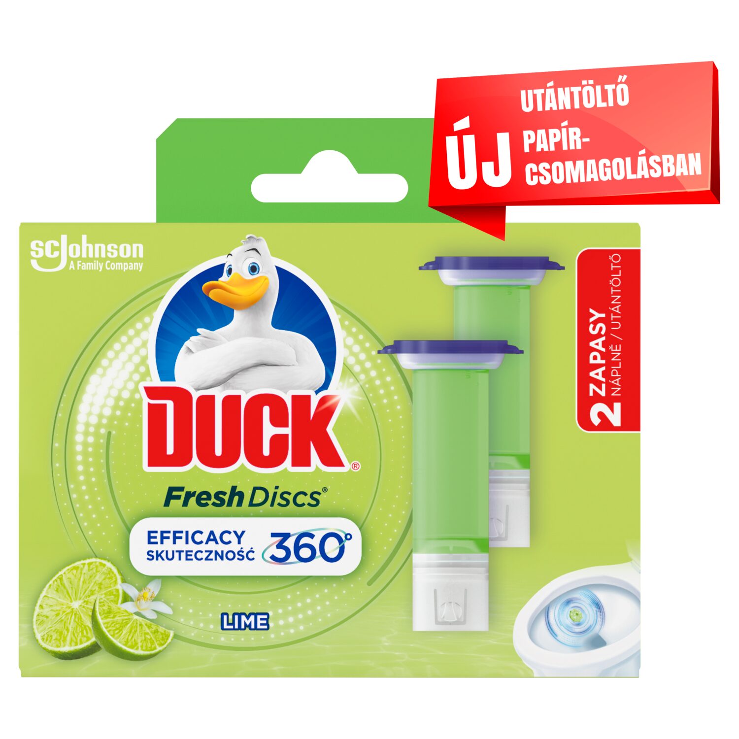 Duck Fresh Discs zselés WC-öblítő korong utántöltő 2x36 ml Lime