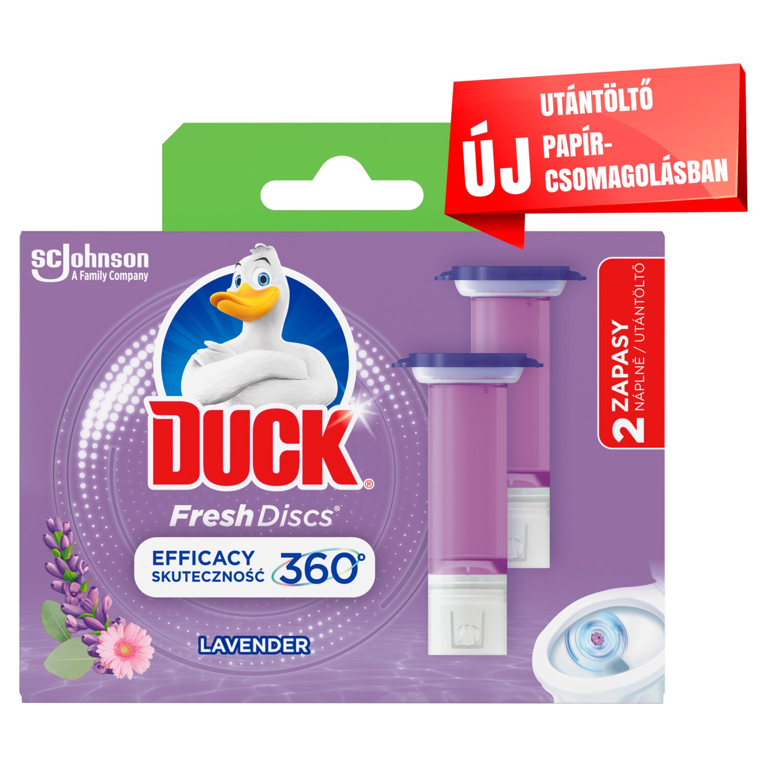 Duck Fresh Levendula Discs zselés WC-öblítő korong utántöltő 2x36ml