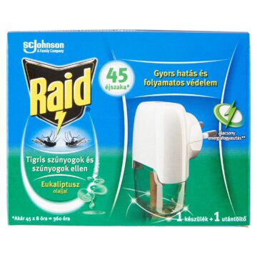 Raid szúnyogirtó elektromos készülék és utántöltő eukaliptusz olajjal