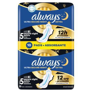 Always Duo Ultra Secure Extra Night egészségügyi betét 10 db