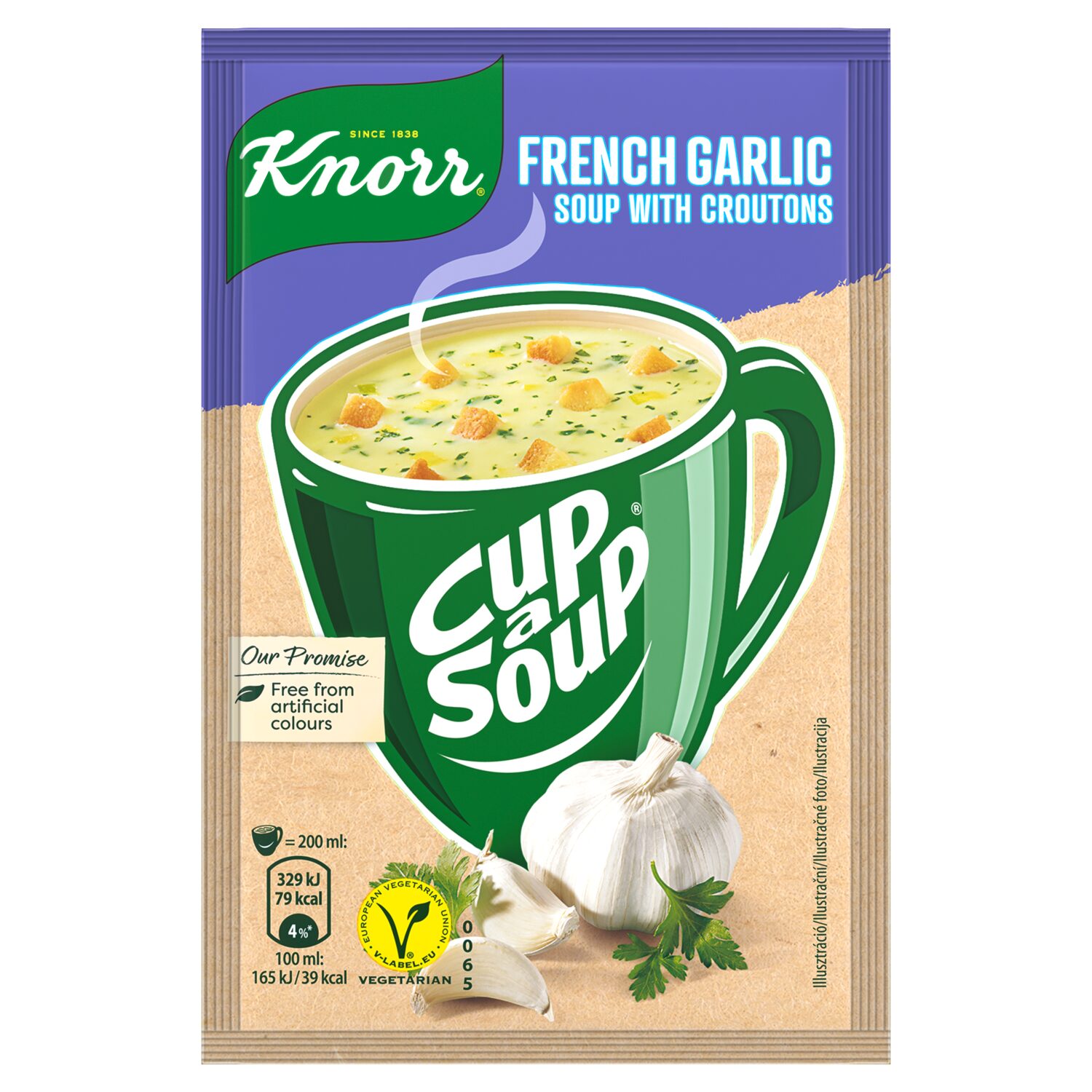 Knorr Cup a Soup bögrés instant Fokhagymakrémleves zsemlekockával 18 g