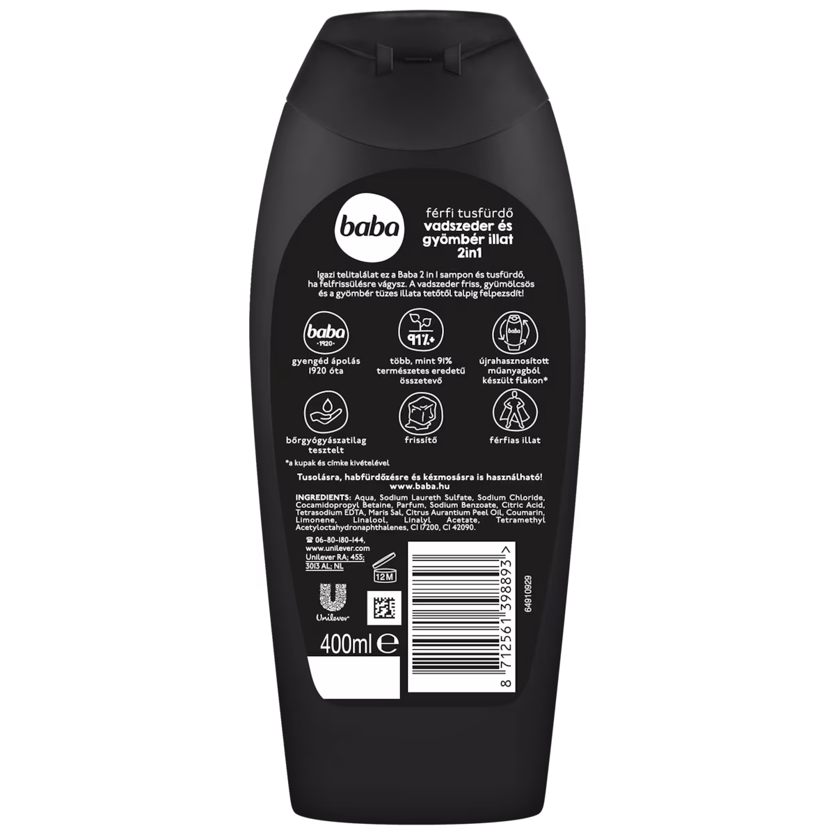 Baba 2in1 vadszeder és gyömbér illat férfi tusfürdő 400 ml