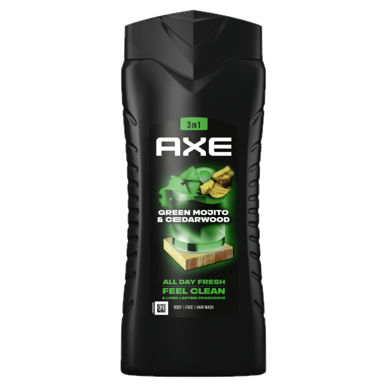 AXE Green Mojito and Cedarwood 3in1 tusfürdő testre, arcra, hajra 400 ml