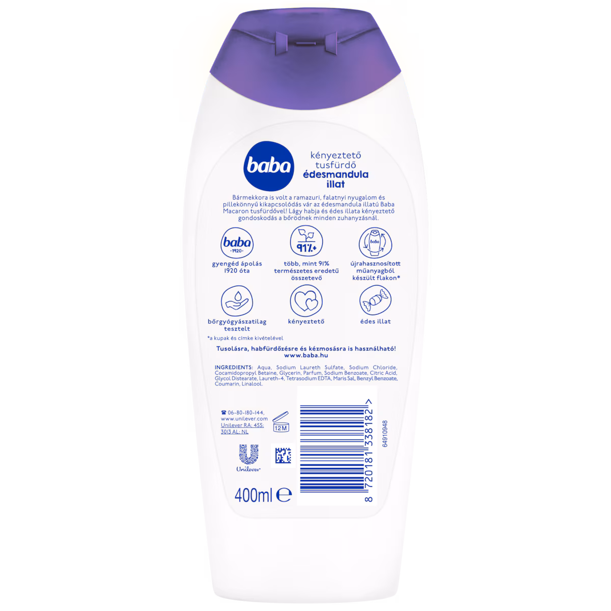 BABA tusfürdő Édes mandula és Macaron 400 ml
