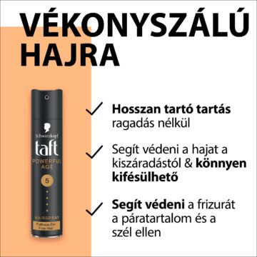 Taft Powerful Age 5 hajlakk vékonyszálú hajra 250 ml - Power Fullness 5