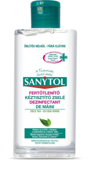 Sanytol Mini fertőtlenítő kézgél - kéztisztító zselé zöld tea 75 ml