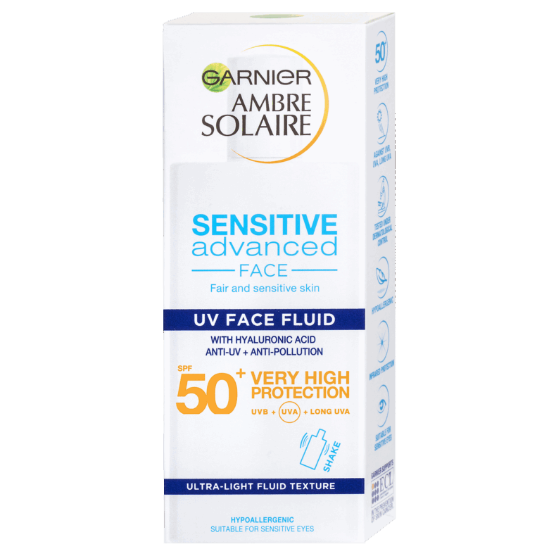 Garnier Ambre Solaire SPF50+ Hyaluronsavas fényvédő arckrém 40 ml
