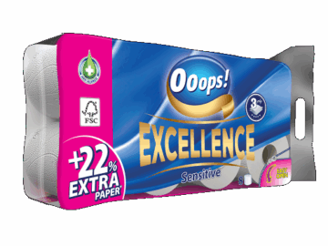Ooops! Excellence toalettpapír 8 tekercs 3 rétegű Sensitive