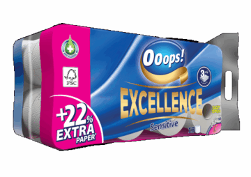 Ooops! Excellence toalettpapír 16 tekercs 3 rétegű Sensitive