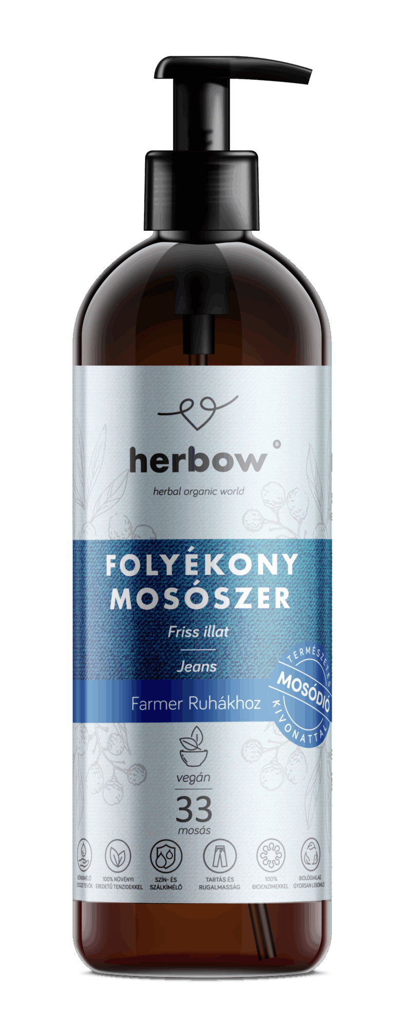 Herbow Folyékony mosószer 1000 ml Farmer ruhákhoz Friss illattal