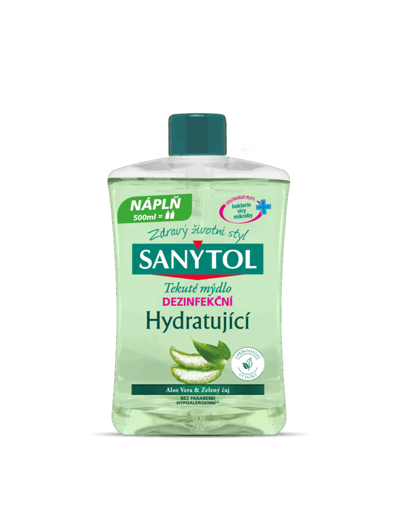 Sanytol Antibakteriális Folyékony Szappan utántöltő Zöld Tea és aloe vera 500 ml