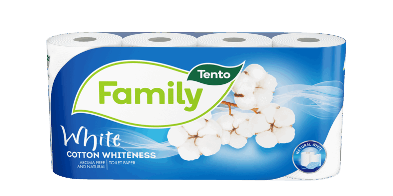 TENTO toalettpapír Family Cotton White 2 rétegű 8 tekercses