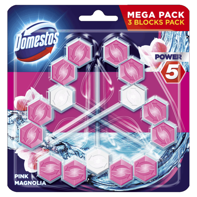 DOMESTOS Power5 WC-rúd 3x55 g Pink Magnolia