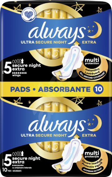 Always egészségügyi betét Duo Ultra Secure Extra Night 10 db