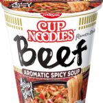 Nissin Cup Noodles poharas fűszeres instant tésztaleves marha ízesítéssel 64g