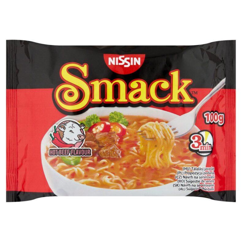 Nissin Smack csípős marhahúsos instant tésztaleves 100g
