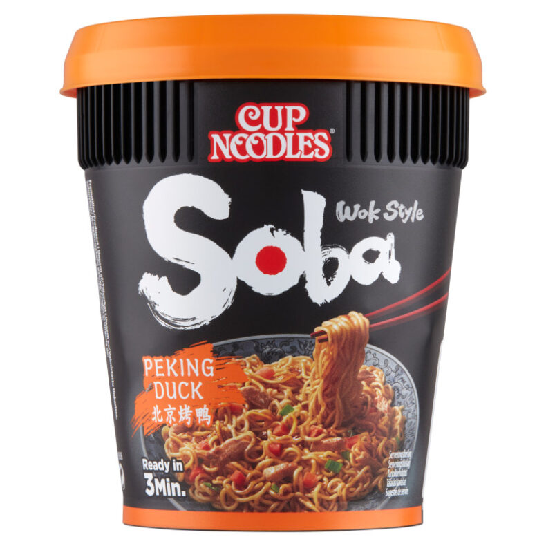 Nissin Soba Poharas instant tésztaétel Pekingi Kacsa ízesítéssel 87g