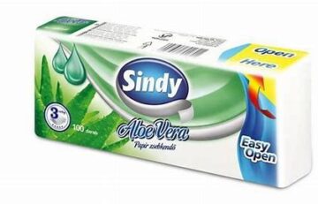 Sindy papírzsebkendő 3 rétegű 100 db Aloe Vera