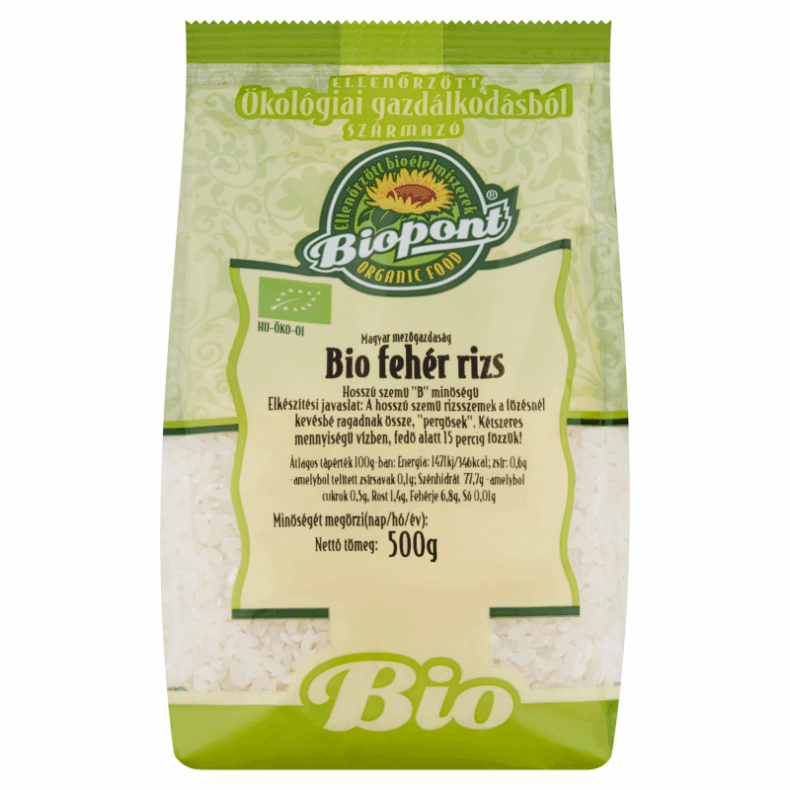 Biopont Fehér rizs, hosszú szemű 500g