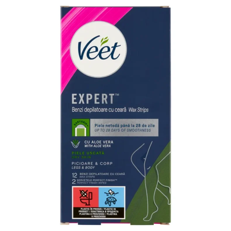 VEET Használatra kész hideggyanta szalagok 12 db ALOE VERA normál és száraz bőrre