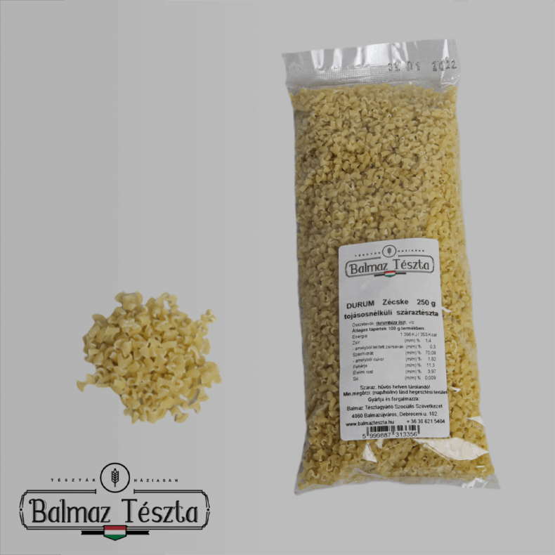 Balmaz Tészta tojás nélküli durum Zécske tészta 250g