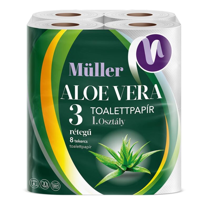 Müller Aloe Vera toalettpapír 3 rétegű 8 tekercs