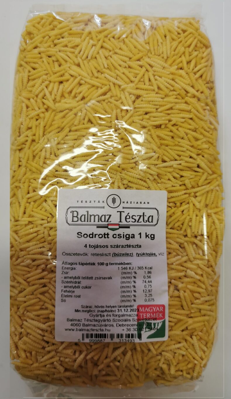 Balmaz Tészta 4 tojásos Sodrott csiga 1kg