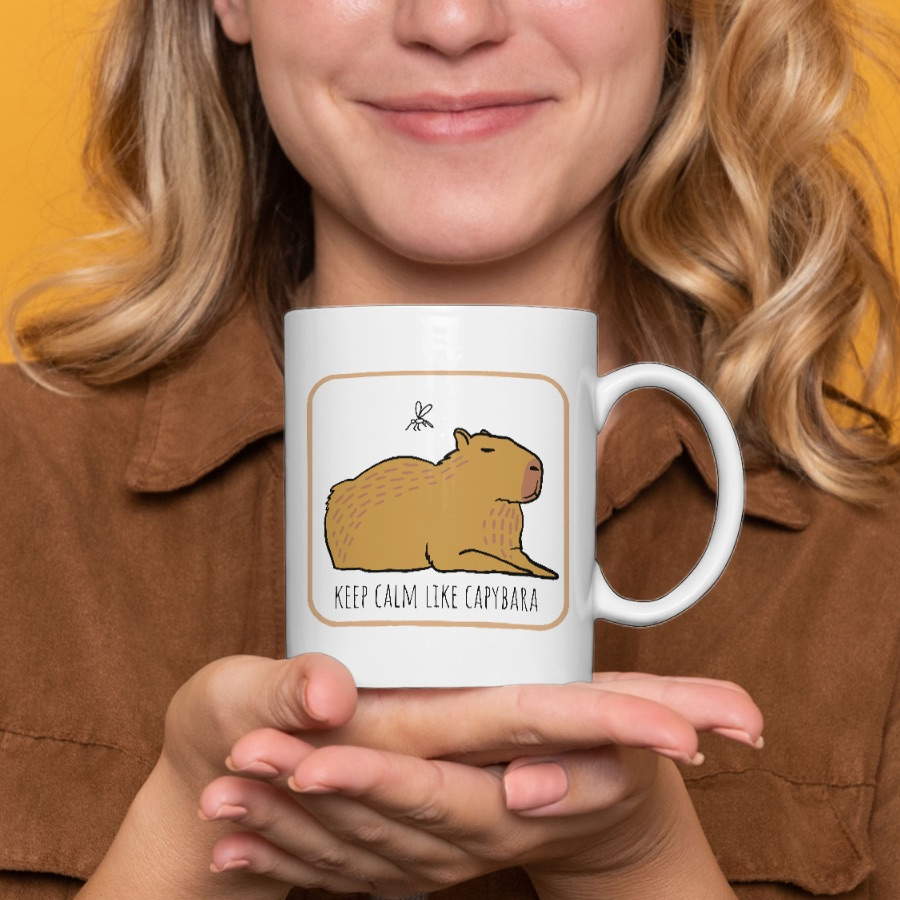 Keep calm like Capybara fehér bögre - Image 3