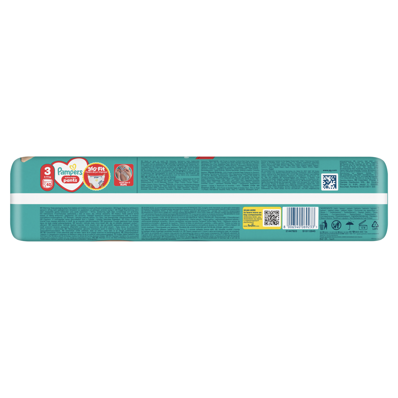 Pampers Active Baby Bugyipelenka 62 db 6-11 kg Méret 3