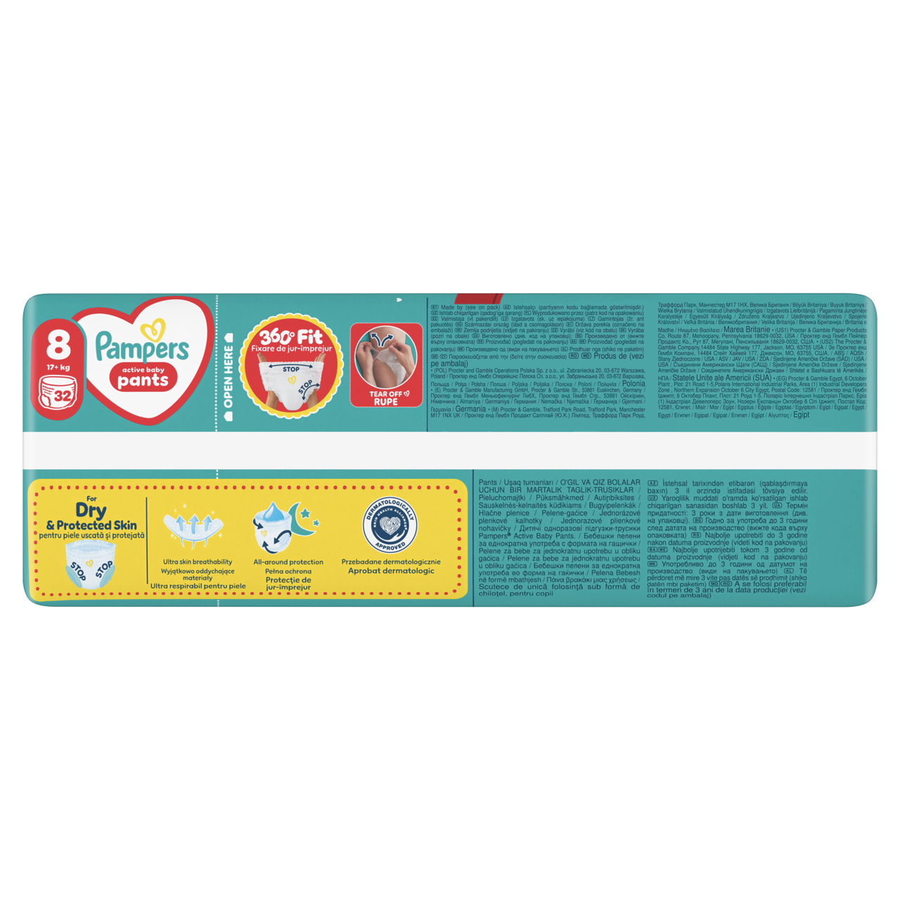 Pampers Active Baby Bugyipelenka 32 db 17+ kg Méret 8