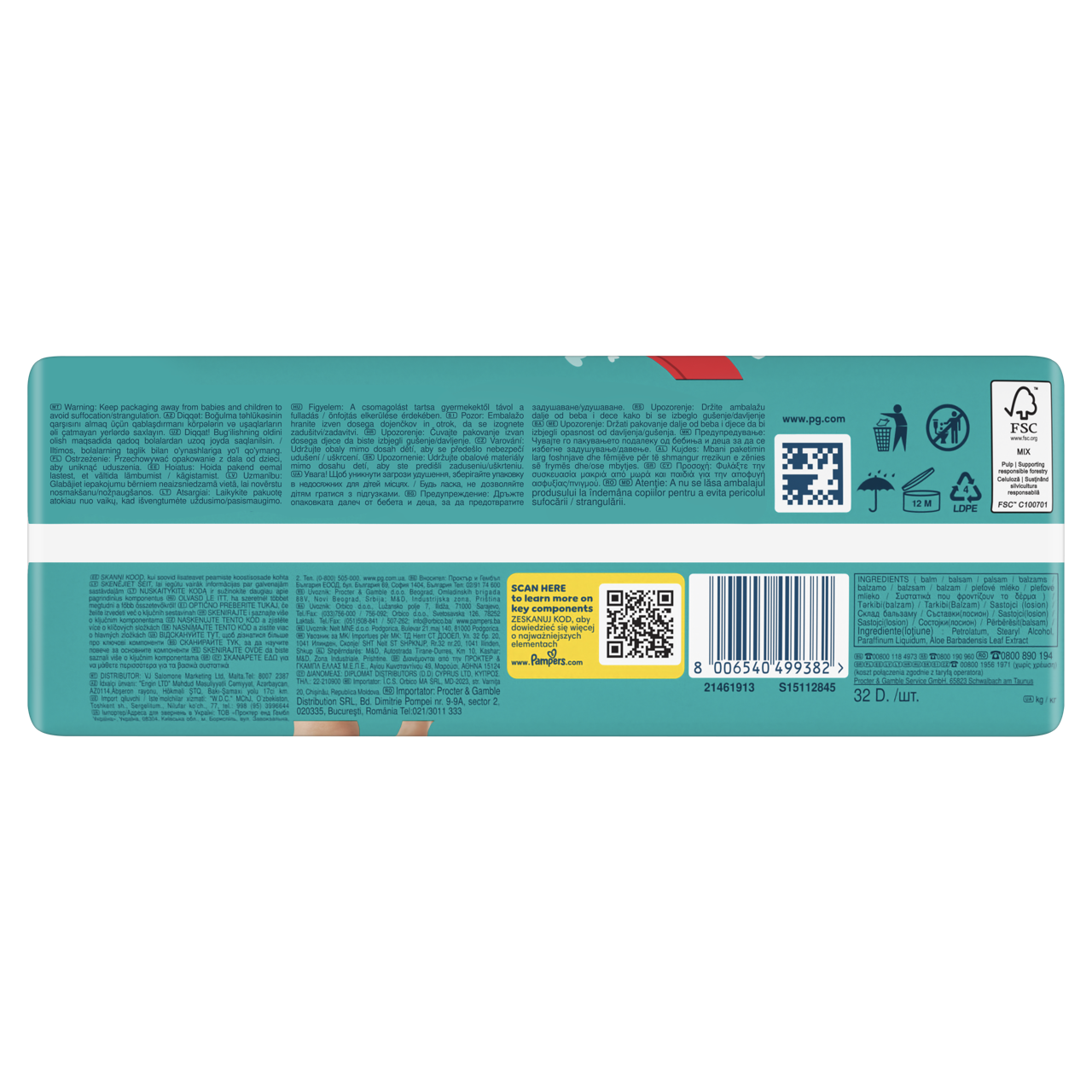 Pampers Active Baby Bugyipelenka 32 db 17+ kg Méret 8