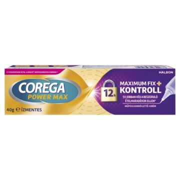Corega Power Max Maximum Fix + Kontroll ízmentes műfogsorrögzítő krém 40 g