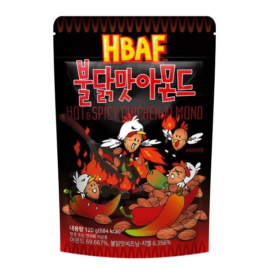 HBAF Hot and Spicy Chicken Almond csípős csirke ízű mandula snack 120g Szavatossági idő: 2025-01-14 - Image 2