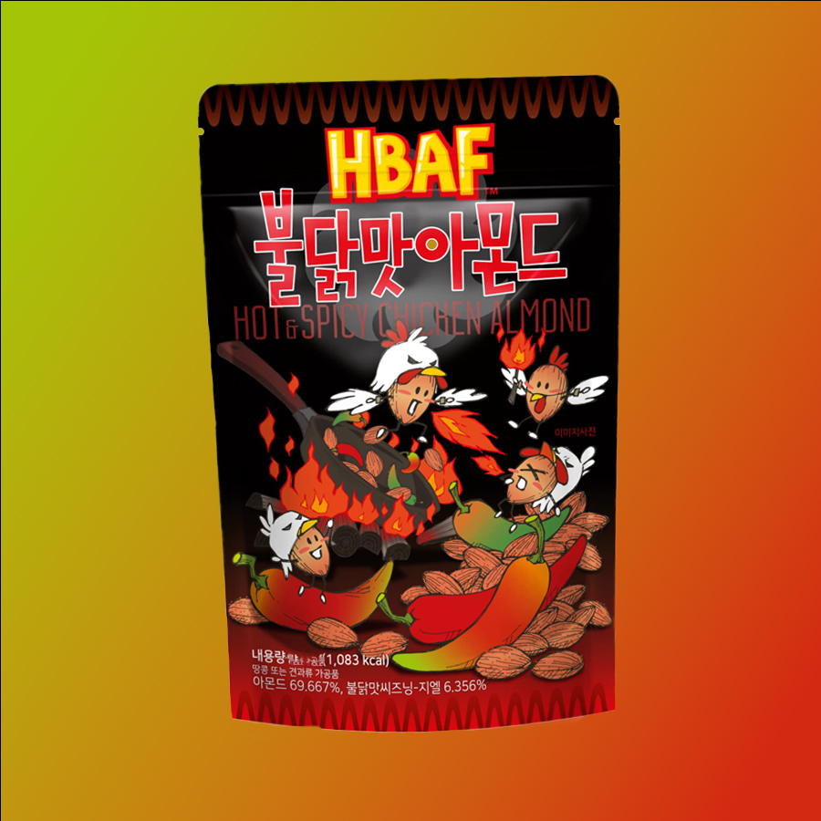 HBAF Hot and Spicy Chicken Almond csípős csirke ízű mandula snack 120g Szavatossági idő: 2025-01-14