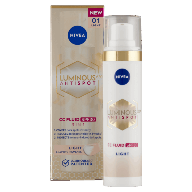 NIVEA Luminous630 pigmentfoltok elleni CC fluid FF30 Világos 40 ml