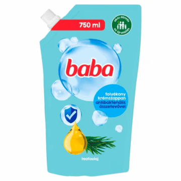 BABA folyékony szappan utántöltő 750 ml Antibakteriális teafaolaj