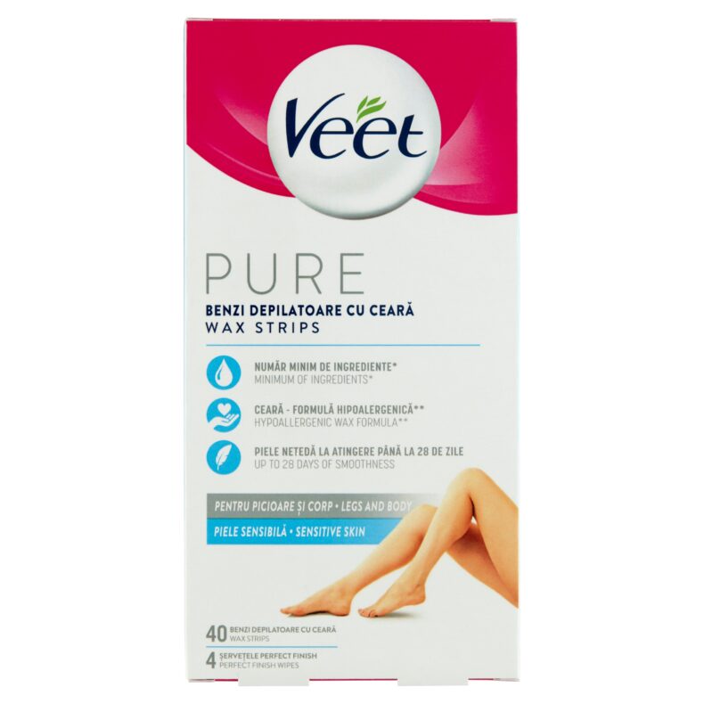 VEET Pure gyanta szalagok lábra és testre 40 db érzékeny bőrre