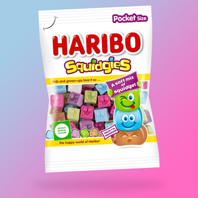 Haribo Squidgies gyümölcs és cola ízű habosított gumicukor 80g