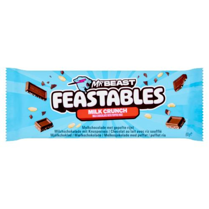 MrBeast Feastables Milk Crunch puffasztott rizses ropogós csokoládé 60g