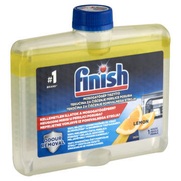 Finish mosogatógép tisztító folyadék citrom illattal 250 ml – Higiénikus Mélytisztítás Friss Citromillattal