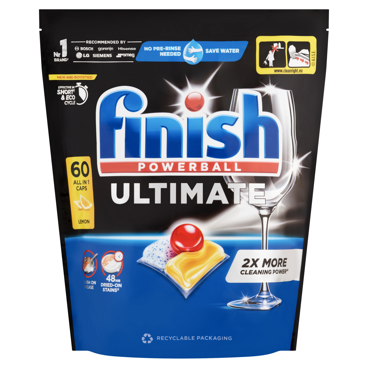 Finish Powerball Ultimate All in 1 Lemon mosogatógép kapszula 60 db – Citromos Frissesség