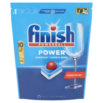 Finish Powerball Power All in 1 Citrom mosogatógép tabletta 80 db – Megbízható All in 1 Minőség Citromos Frissességgel