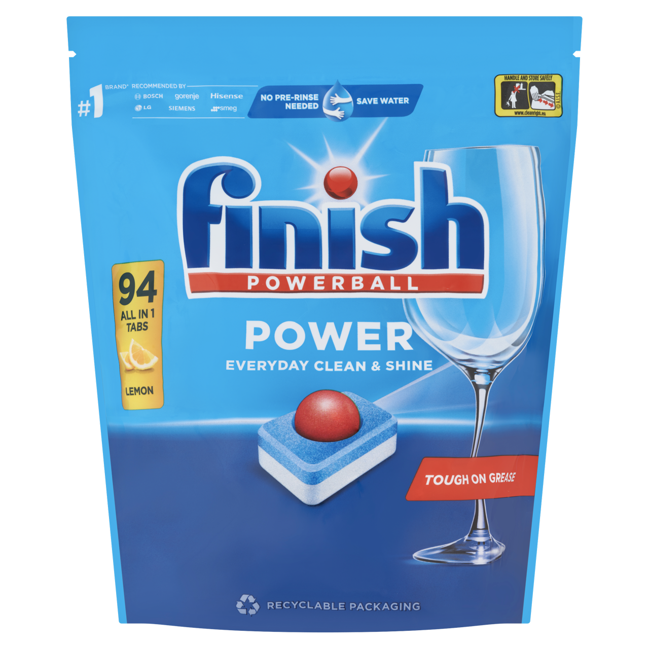 Finish Powerball Power All in 1 Citrom mosogatógép tabletta 94 db – Powerball Erő Citromillattal, Gazdaságos Kiszerelés