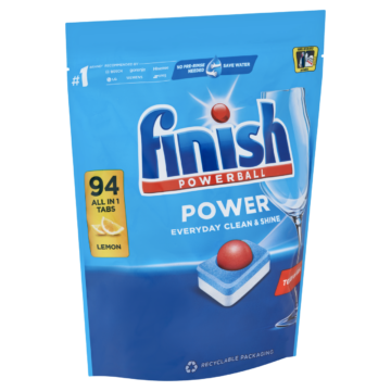 Finish Powerball Power All in 1 Citrom mosogatógép tabletta 94 db – Powerball Erő Citromillattal, Gazdaságos Kiszerelés