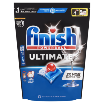 Finish Powerball Ultimate All in 1 mosogatógép kapszula 80 db – Ultimate Teljesítmény Illatmentes Formulával