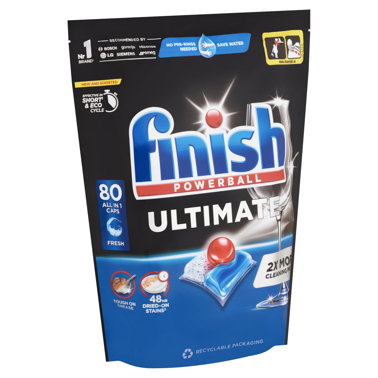 Finish Powerball Ultimate All in 1 mosogatógép kapszula 80 db – Ultimate Teljesítmény Illatmentes Formulával