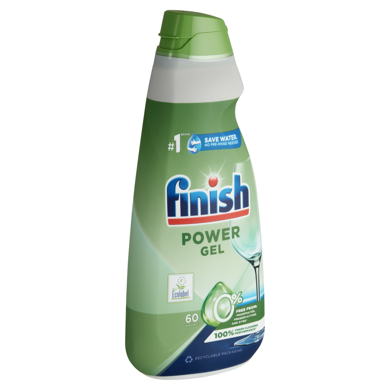 Finish Power All in 1 0% Gépi Mosogatógél 900 ml – 60 Mosogatás, Foszfát- és Tartósítószermentes Teljes Power tisztítóerő foszfát, tartósítószer és színezék nélkül – tudatos mosogatás minden nap